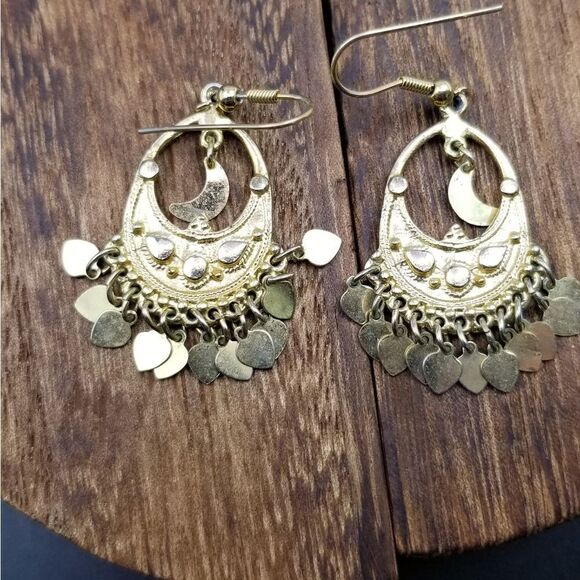 Witchy crescent moon sequin drop earrings E271 - Picture 1 of 4